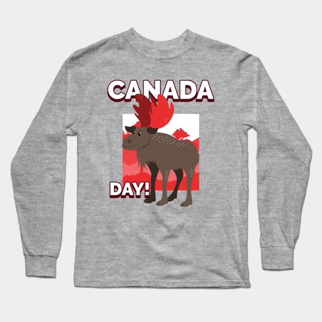 Canada Day Moose Long Sleeve T-Shirt by Tip Top Tee's